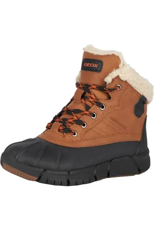 Geox J Flexyper Boy B Abx Ankle Boot, Cognac/Black, 34 EU