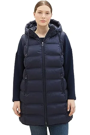 TOM TAILOR Damen 1038851 Longstyle Lightwight Steppweste, 10668-sky Captain Blue, 46