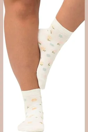 Ulla Popken Damen, große Größen, 2er Pack Kurzschaft-Socke, Blümchen