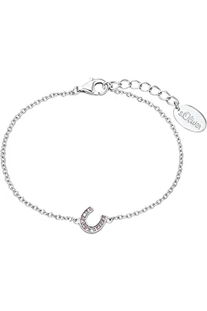 QS by s.Oliver Armband 925 Sterling Mädchen Kinder Armschmuck, mit Zirkonia synth., 14+2 cm, , Hufeisen, Kommt in Schmuck Geschenk Box, 2032587