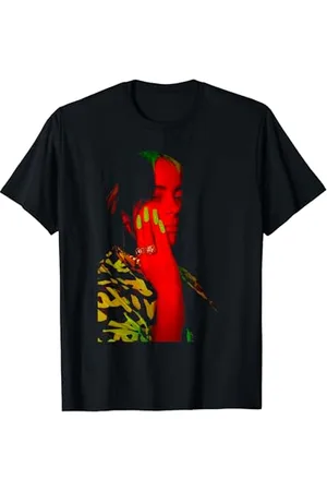 Billie Eilish Offizielles Red Foto Neon Black T-Shirt