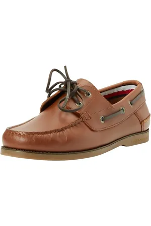 Tommy Hilfiger Herren Boat Schuh TH Boat Shoe Core Leather aus Leder, Braun (Winter Cognac), 43