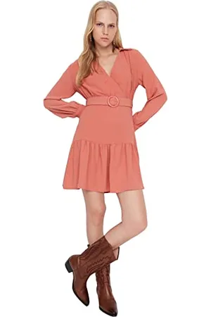 Trendyol Damen Midi Shirt Regular Dress Kleid, , 42