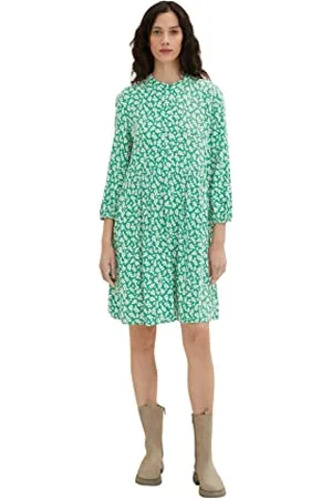 TOM TAILOR Damen 1035862 Kleid mit Muster & Knopfleiste, , 44