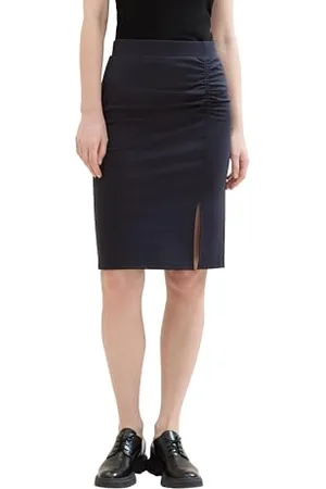 TOM TAILOR Damen Kurzer Rock mit Schlitz , sky captain blue, 34