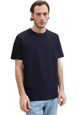 TOM TAILOR Herren Klassisches T-Shirt mit Piqué-Struktur, sky captain blue, XL