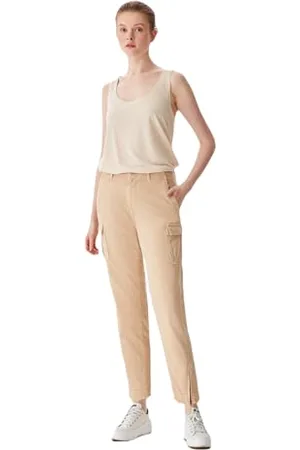 LTB Damen Jeanshose Liora - Jeans Damen mit Reißverschluss und Utility-Taschen, Flacher Vorderseite und hoher Taille aus Baumwolle - Hell Beige Größe 25