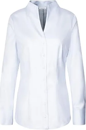 Seidensticker Damen City Langarm Slim Fit Kelchkragen Bügelleicht Bluse, , 36 EU