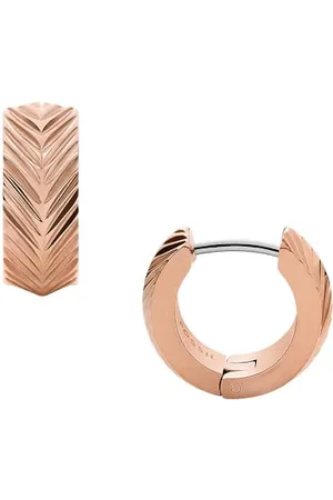 Fossil Creolen-Ohrringe Harlow Linear Texture für Damen Edelstahl roségoldfarben, JF04662791