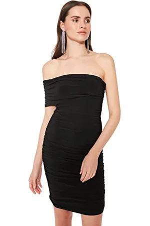 Trendyol Damen Women Bodycon Fitted Knit Dress Mini Figurbetontes Strickkleid, , 34
