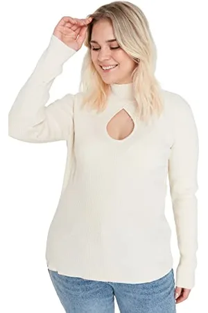 Trendyol Damen Pullover mit Hohem Halsausschnitt, Einfarbig, Regulär, Übergröße Sweatshirt, , 4XL Größen