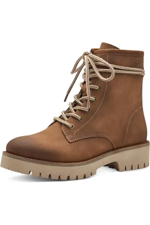 QS by s.Oliver Damen Schnürstiefel ohne Absatz Bequem Vegan, Braun , 39 EU