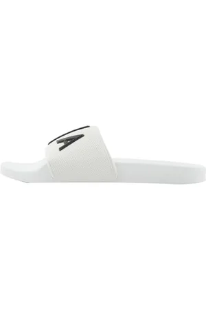 Armani Exchange Herren Mykonos, Kint Band, Big Logo Slide Sandal, Op. White+ Black, 43 EU