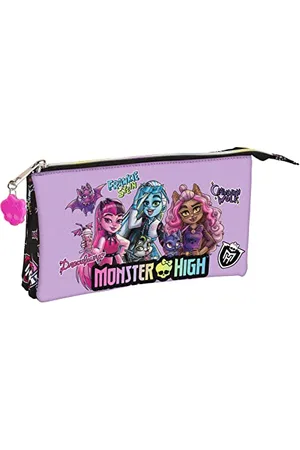 Safta Monster HIGH - Dreifach-Federmäppchen, für Kinder, ideal für Kinder im Schulalter, bequem und vielseitig, Qualität und Strapazierfähigkeit, 22 x 3 x 12 cm, , , Estándar, Lässig