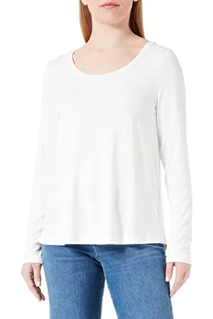 Marc O’ Polo Marc OߴPolo Damen Langarmshirt mit Rundhalsausschnitt Relaxed Fit, Weiß (Off White), XXS