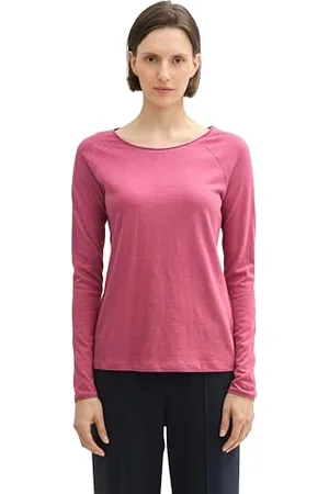 TOM TAILOR Damen 1043134 Basic Longsleeve mit Raglan-Ärmeln, 16348-Pink Velvet, Large