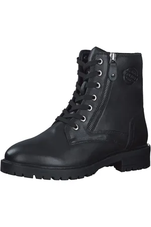QS by s.Oliver Damen Stiefeletten ohne Absatz aus Leder mit Reißverschluss, (Black), 40 EU