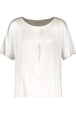 Gerry Weber Damen Blusenshirt mit gelegter Falte am Ausschnitt Kurzarm, überschnittene Schultern unifarben 34
