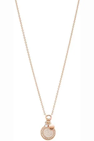 Fossil Halskette Für Frauen Klassiker, Gesamtlänge: 460mm + 50mm Verlängerung Kette/Anhänger: 14mm X 16mm Rose Gold Edelstahl Halskette, JF03265791