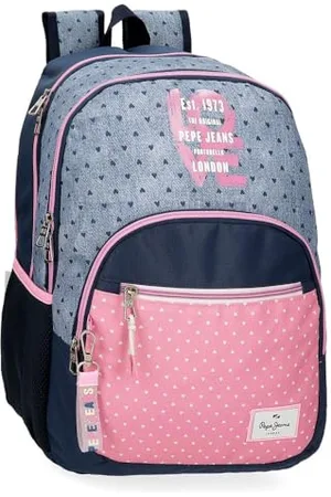 Pepe Jeans Joumma Bags Noni Rucksack mit Doppelfach, Mehrfarbig, 32 x 44 x 22 cm, Polyester, 25,81 l, bunt, Rucksack mit doppeltem Fach