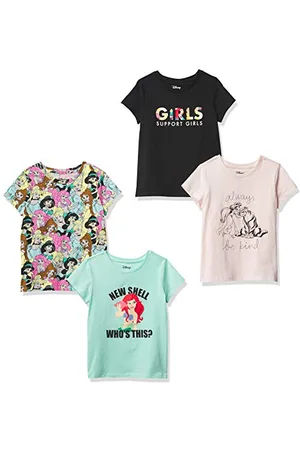 Amazon Disney | Marvel | Star Wars | Frozen | Princess Mädchen Kurzärmelige T-Shirts, 4er-Pack, , 3 Jahre