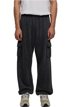 Urban classics Herren TB6347-Acid Washed Cargo Sweatpants Hose, Black, S