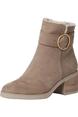 QS by s.Oliver Damen Stiefeletten mit Absatz Gefüttert mit Schnalle und Reißverschluss Braun , 41