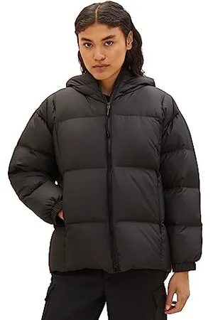 TOM TAILOR Damen 1037592 Recycled Down Puffer-Jacke mit Kapuze, 14482-deep Black, XXL