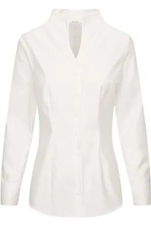 Seidensticker Damen City Langarm Slim Fit Kelchkragen Bügelleicht Bluse, , 40 EU