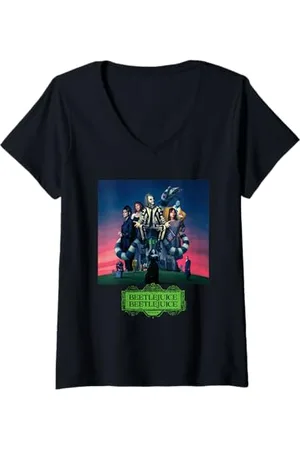 BEETLEJUICE Damen Gangs All Here T-Shirt mit V-Ausschnitt