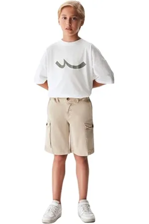 LTB Shorts für Jungen Bezomo Cargoshorts aus Baumwollmischung Mittlere Taille in Cremefarben - Größe 110CM