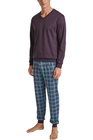 Calida Relax Comfy Bündchen-Pyjama Herren, aus 100% Dicker Baumwolle