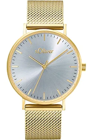 QS by s.Oliver Armbanduhr Damen Quarzuhr Analog, mit Edelstahl Armband, Gold, 3 bar Wasserdicht, Kommt in Uhren Geschenk Box, 2033519