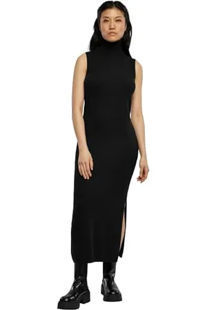Urban classics Damen TB6094-Ladies Knitted Eco Viscose Turtleneck Dress Kleid, Black, 5XL