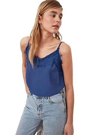 Trendyol Damen Kanten gedetailleerde ophangblouse Blouse, , 36 EU