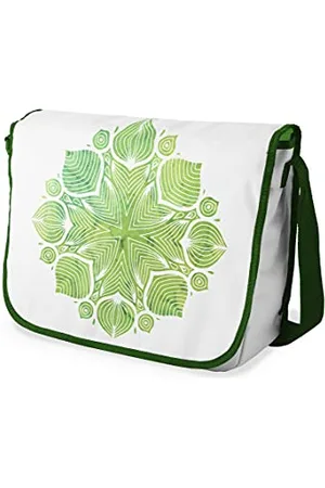Bonamaison Le Jardin du Lin Digital Bedruckte Messenger Schultaschen mit Khaki Riemen für Mädchen und Jungen, Zurück zur Schule, Kuriertaschen für Schüler, Umhängetaschen, Größe: 29x36 Cm