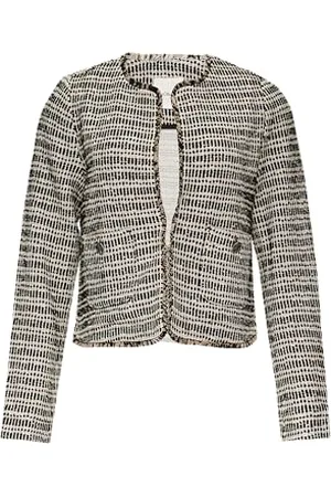 QS by s.Oliver Kurze Jacke in Bouclé-Optik mit Fransenkante schwarz 34