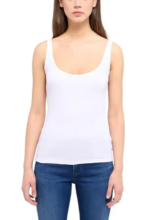 Mustang Damen Top Lynn XS S M L XL - Slim Fit - Weiss Schwarz Baumwolle, Größe:M, Farbe: