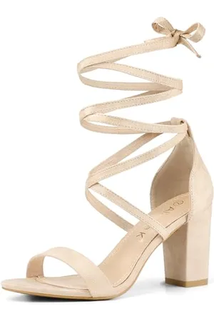 Allegra K Damen Sandalen mit offener Spitze und klobigen High Heels 39