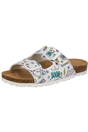 LICO Unisex Kinder BIOLINE ZIPPY Pantoletten, Weiß/ Multicolour, 34 EU