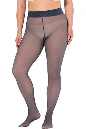 Ulla Popken Damen große Größen Übergrößen Plus Size Strumpfhose, transparente Optik, innen hautfarben