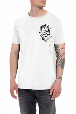 Replay Herren T-Shirt Kurzarm mit Print, (Weiß), L