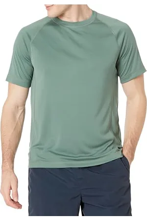 Amazon Herren Schmal Geschnittenes, Kurzärmeliges, Schnelltrocknendes UPF 50-Bade-T-Shirt, , L