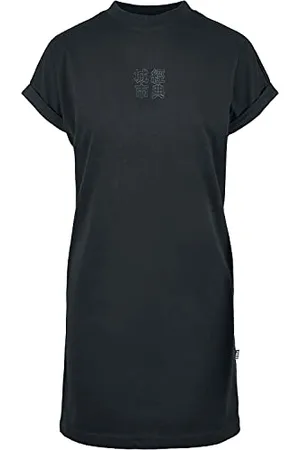 Urban classics Damen TB4089-Ladies Cut On Sleeve Printed Tee Dress Kleid, , XL