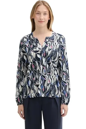 TOM TAILOR Damen 1043123 Blusenshirt mit Alloverprint, 35892-Organic Shapes Design, Small