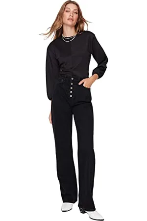 Trendyol Damen Herren Hoher Bund Weites Bein der 90er Jeans, , 42 EU