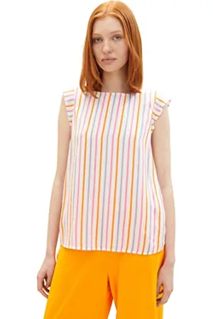 TOM TAILOR Damen 1038432 Bluse mit Flügelärmeln, 32616-Multicolor Vertical Stripe, S