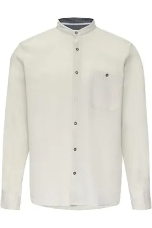 QS by s.Oliver Regular Fit: Hemd mit Stehkragen und Strukurmuster helles beige L