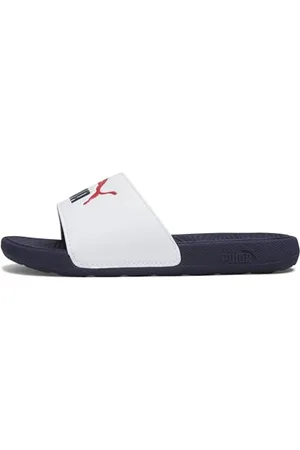 PUMA Cool Cat 2.0 Ps Slide Sandal, White Navy for All Time Red, 31 EU