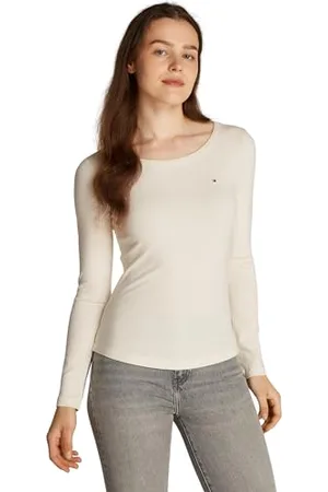 Tommy Hilfiger Damen Langarmshirt Slim Fit Rundhalsausschnitt, , 3XL